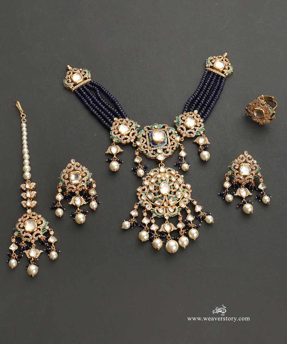 Anam_Handcrafted_Silver_Necklace_Set_with_Earrings_and_Teeka_in_Meenakari_Jadau_Work_WeaverStory_02