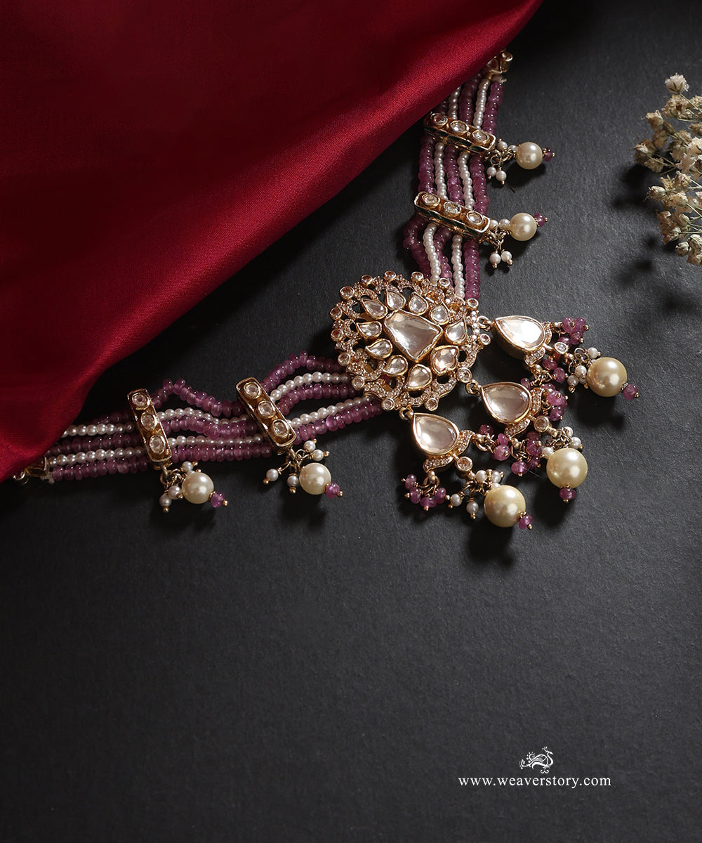 Karima_Handcrafted_Silver_Choker_With_Meenakari_Jadau_Work_WeaverStory_01