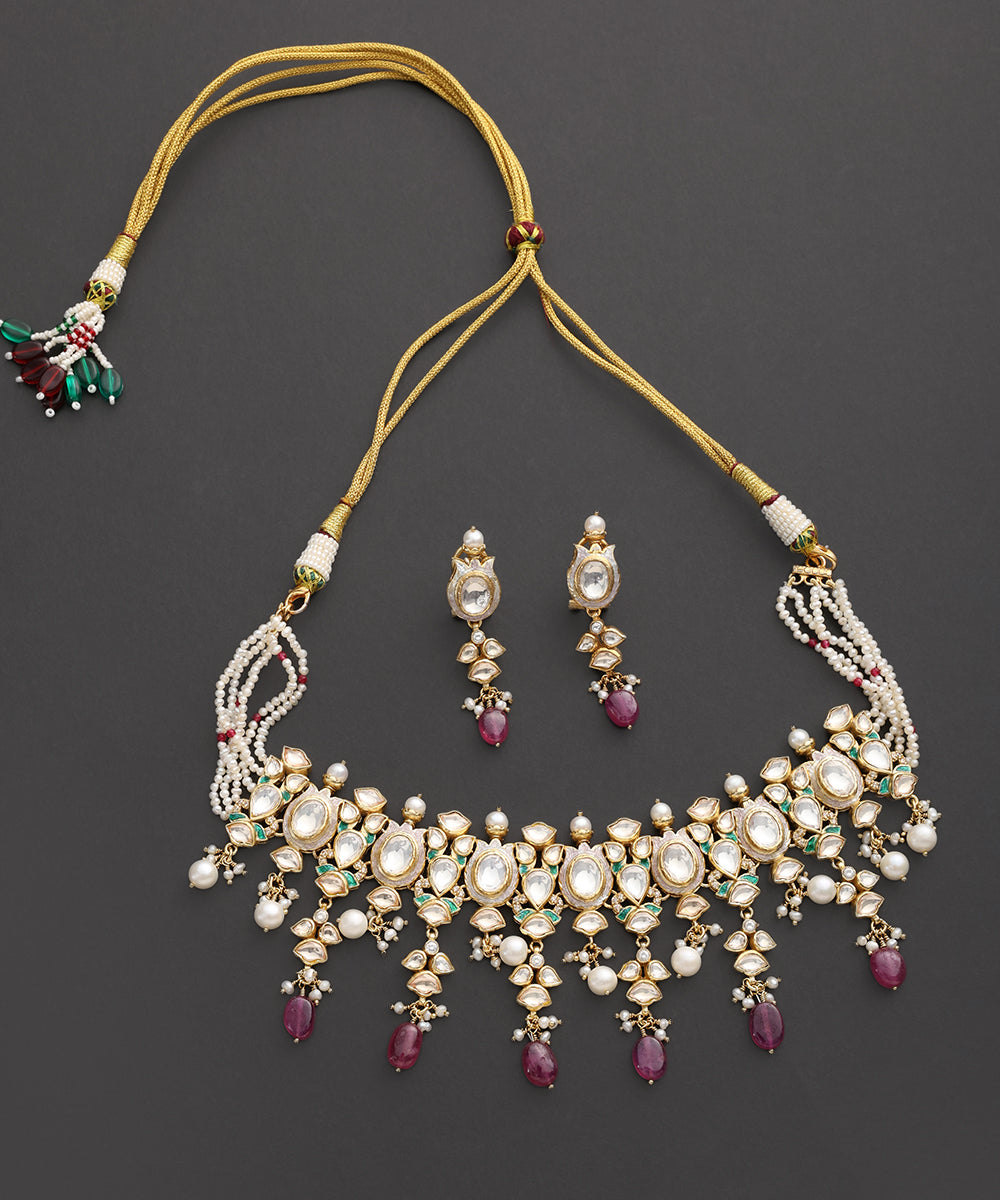 Chandrika_Kundan_&amp;_Ruby_Drop_Choker_Set_WeaverStory_02