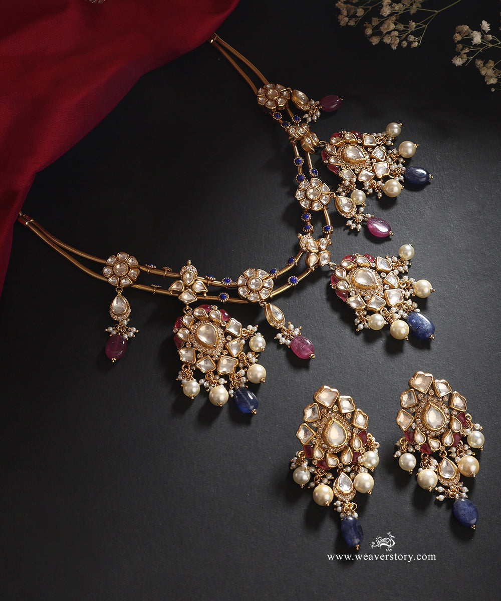 Sabreen_Handcrafted_Silver_Necklace_With_Meenakari_Jadau_Work_WeaverStory_01