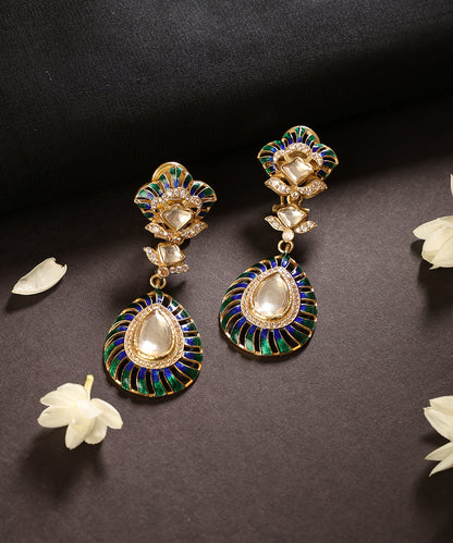 Mayurlehar_Blue_&amp;_Green_Meenakari_Kundan_Drop_Earrings_WeaverStory_01