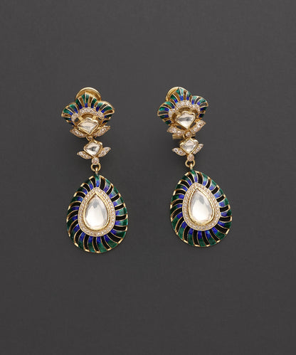 Mayurlehar_Blue_&amp;_Green_Meenakari_Kundan_Drop_Earrings_WeaverStory_02