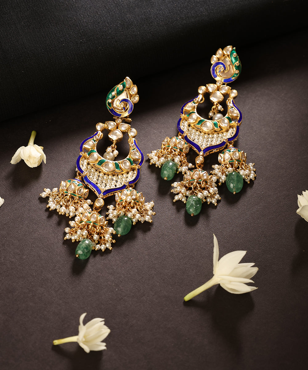 Rajmor_Gold-Plated_Silver_Meenakari_Chandbali_Earrings_WeaverStory_01