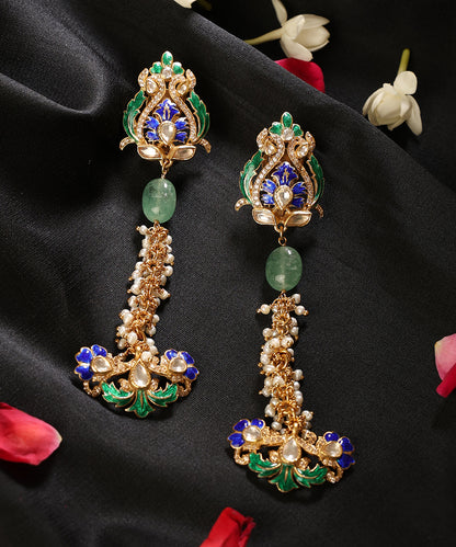 Pushpavali_Gold-Plated_Silver_Meenakari_Long_Earrings_WeaverStory_01