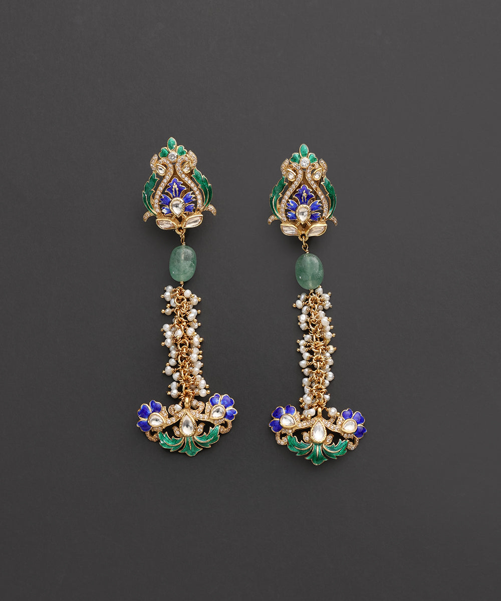 Pushpavali_Gold-Plated_Silver_Meenakari_Long_Earrings_WeaverStory_02