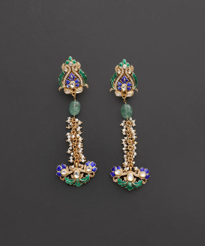 Pushpavali_Gold-Plated_Silver_Meenakari_Long_Earrings_WeaverStory_02