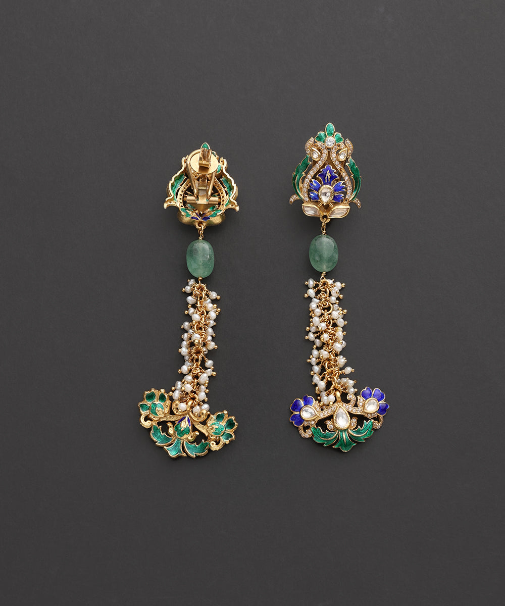 Pushpavali_Gold-Plated_Silver_Meenakari_Long_Earrings_WeaverStory_03