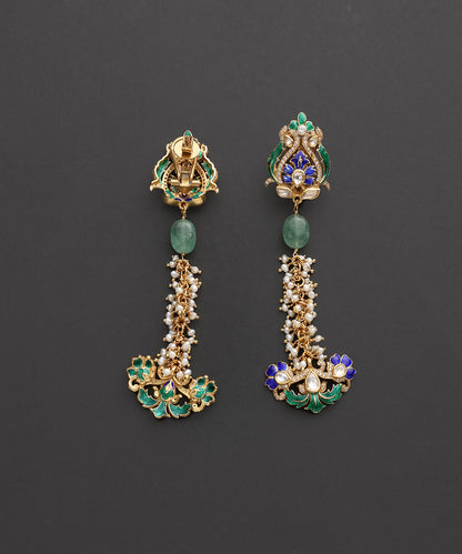 Pushpavali_Gold-Plated_Silver_Meenakari_Long_Earrings_WeaverStory_03
