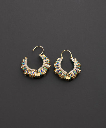 Neelrekha_Blue_&amp;_Green_Meenakari_Hoop_Earrings_WeaverStory_02