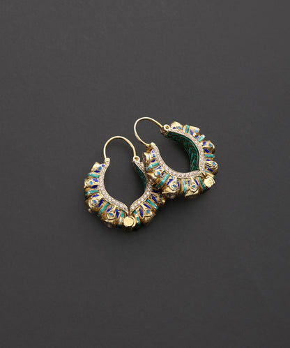 Neelrekha_Blue_&amp;_Green_Meenakari_Hoop_Earrings_WeaverStory_03