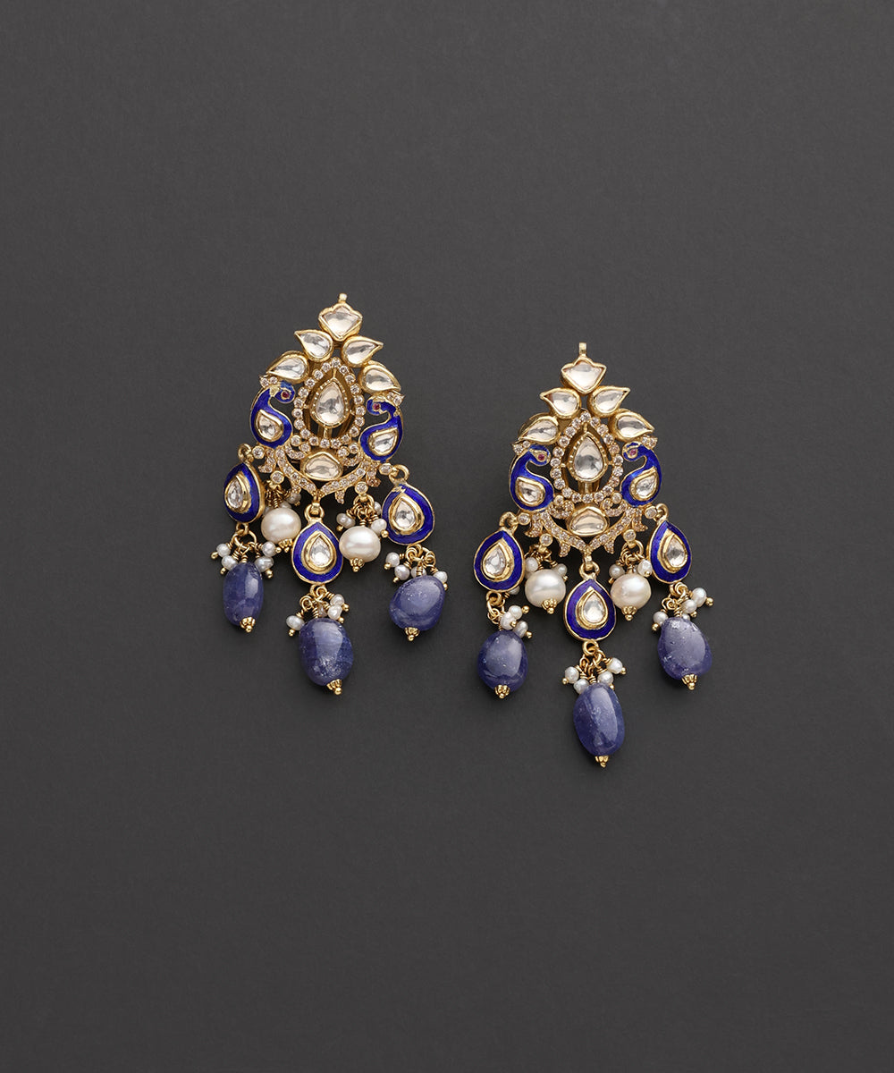 Neelambari_Blue_Meenakari_Kundan_&amp;_Pearl_Drop_Earrings_WeaverStory_03