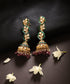 Ratnavali_Green_Meenakari_Kundan_Jhumka_Earrings_WeaverStory_01