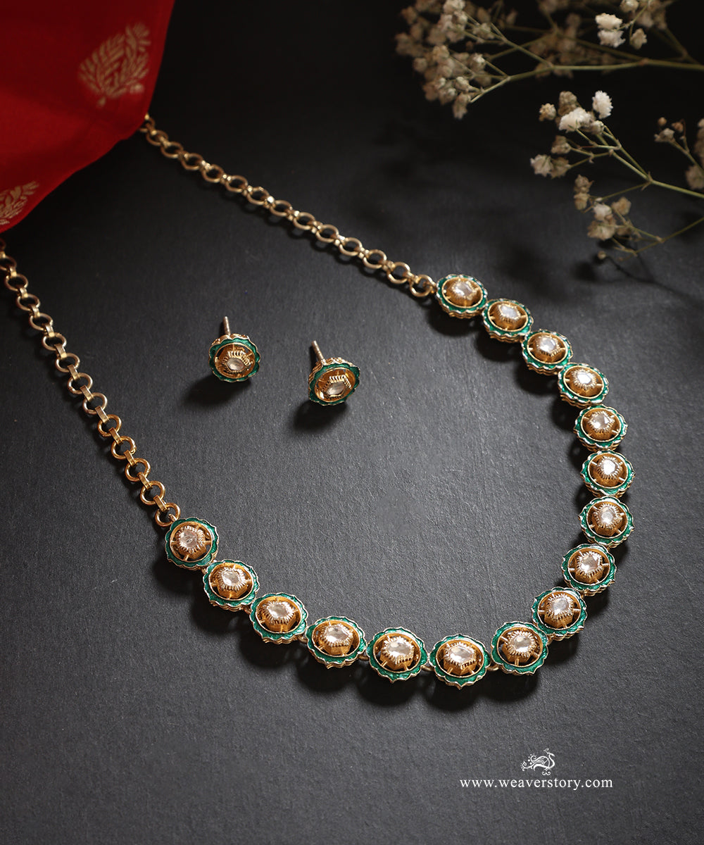 Anhita_Handcrafted_Silver_Choker_Set_With_Meenakari_Jadau_Work_WeaverStory_01
