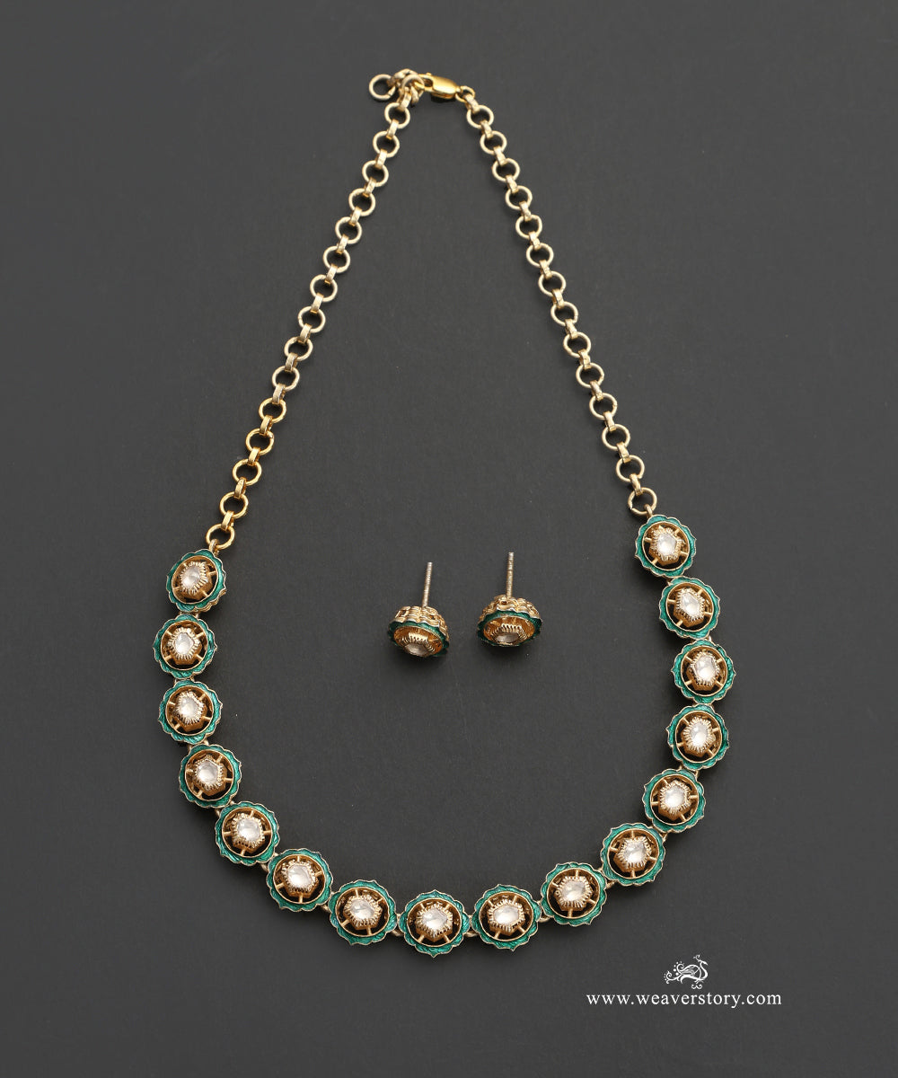 Anhita_Handcrafted_Silver_Choker_Set_With_Meenakari_Jadau_Work_WeaverStory_02