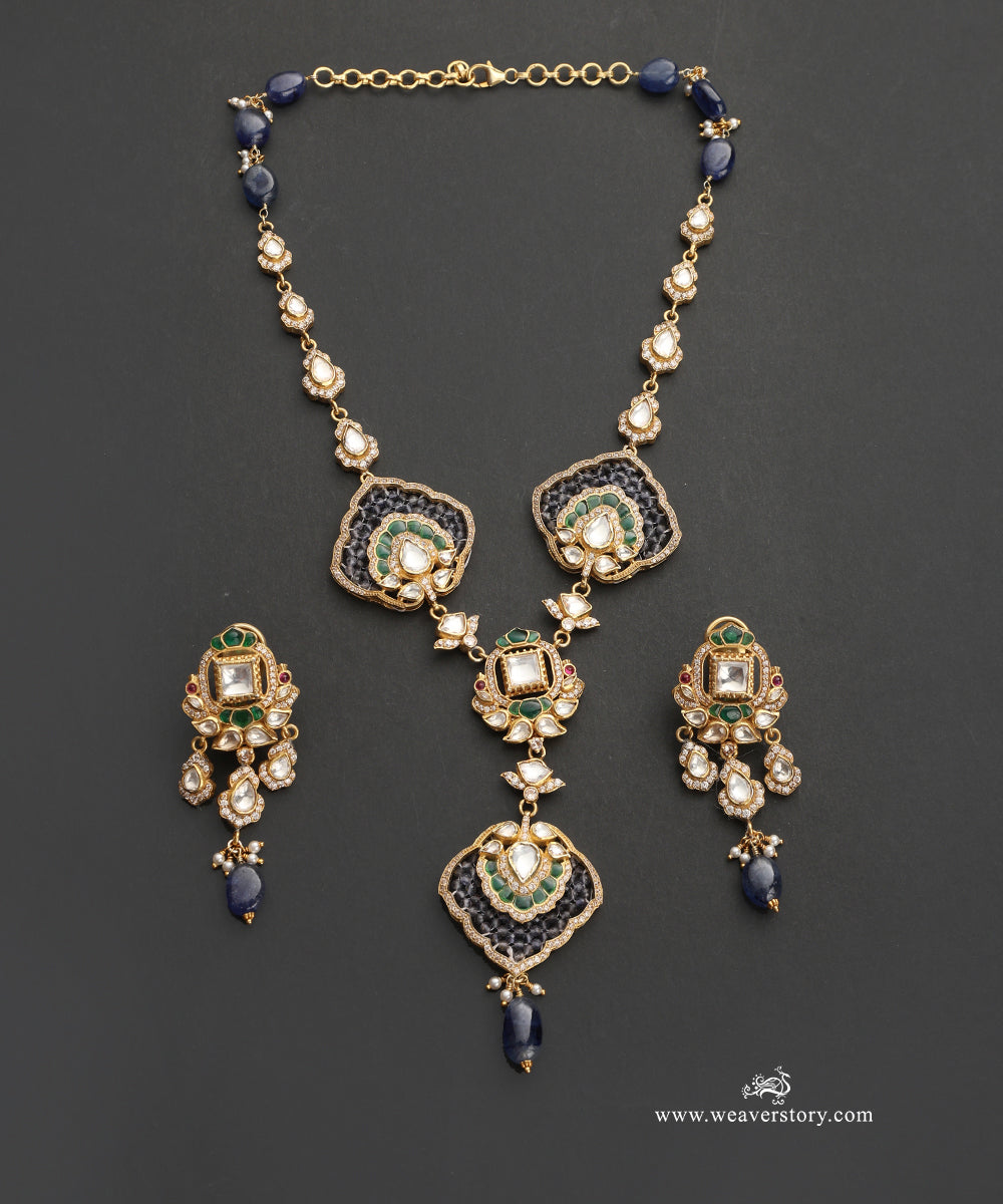 Kiara_Handcrafted_Silver_Necklace_Set_With_Meenakari_Jadau_Work_WeaverStory_02
