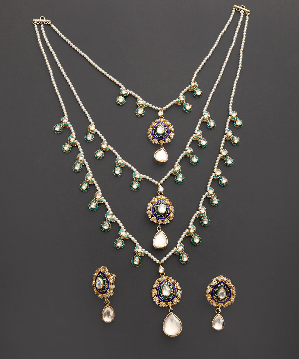 Shabnam_Three-Layer_Kundan_Pearl_Necklace_Set_with_Meenakari_WeaverStory_02
