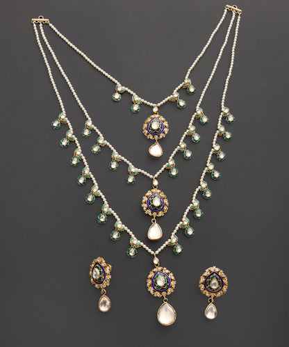 Shabnam_Three-Layer_Kundan_Pearl_Necklace_Set_with_Meenakari_WeaverStory_02