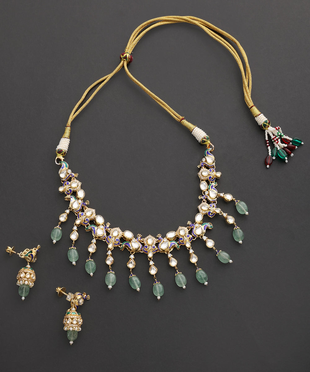 Mor_Pankh_Kundan_Necklace_Set_with_Green_Drops_&amp;_Meenakari_WeaverStory_02