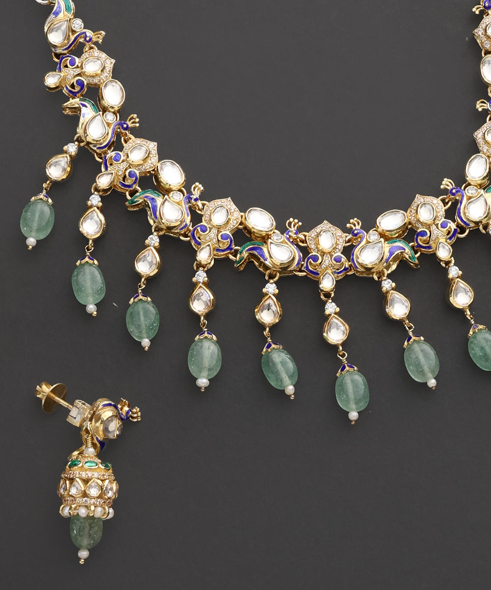 Mor_Pankh_Kundan_Necklace_Set_with_Green_Drops_&amp;_Meenakari_WeaverStory_03