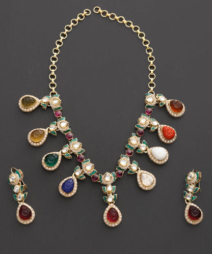Rangrez_Multicolour_Kundan_Necklace_Set_with_Meenakari_WeaverStory_03
