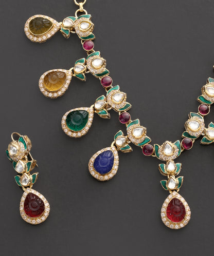 Rangrez_Multicolour_Kundan_Necklace_Set_with_Meenakari_WeaverStory_02