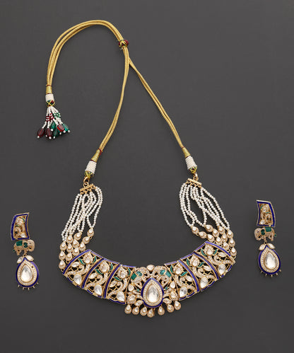 Rajvilas_Blue_Meenakari_Kundan_Choker_Set_WeaverStory_02