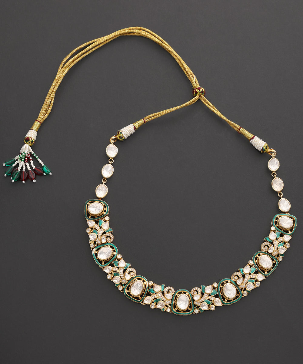 Mehr-e-Sabz_Kundan_Necklace_with_Green_Meenakari_WeaverStory_02