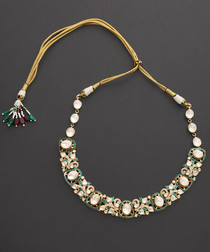 Mehr-e-Sabz_Kundan_Necklace_with_Green_Meenakari_WeaverStory_02
