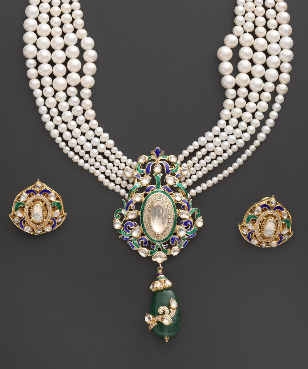 Muktavali_Pearl_&amp;_Meenakari_Kundan_Pendant_Set_WeaverStory_03
