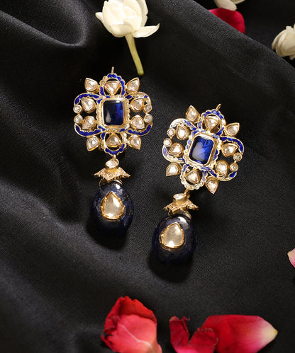 Neelprabha_Royal_Blue_Meenakari_Kundan_Drop_Earrings_WeaverStory_01