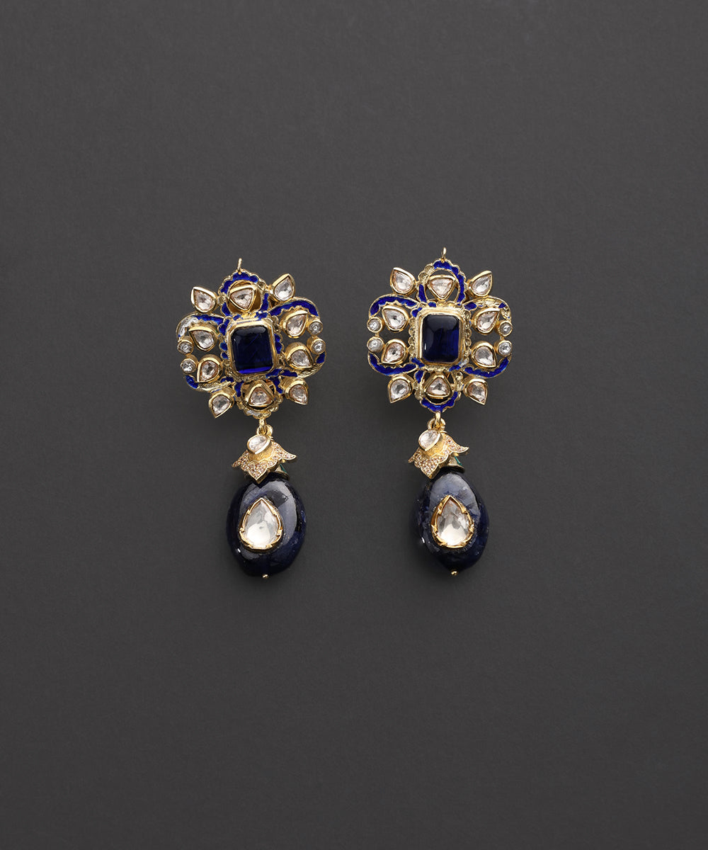 Neelprabha_Royal_Blue_Meenakari_Kundan_Drop_Earrings_WeaverStory_02
