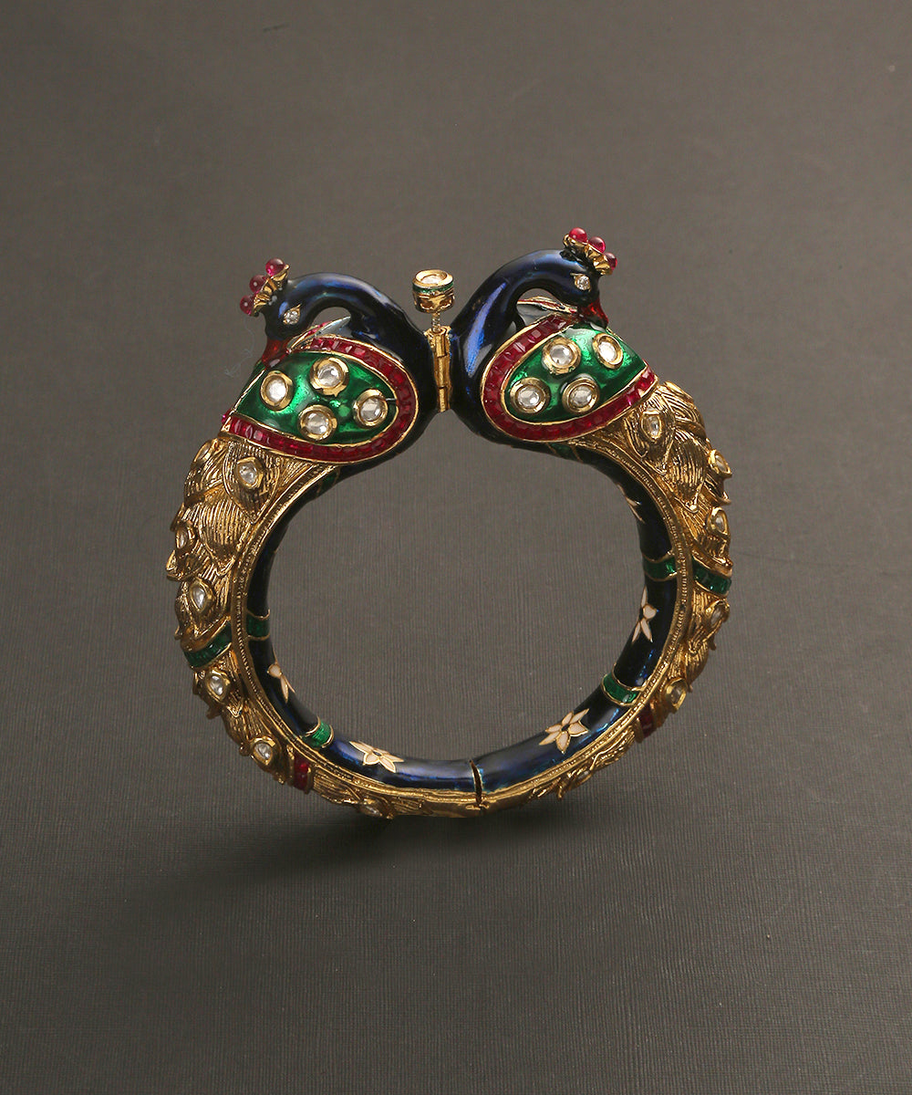 Cala_Handcrafted_Peacock_Bangle_With_Multicolor_Enamel_WeaverStory_02
