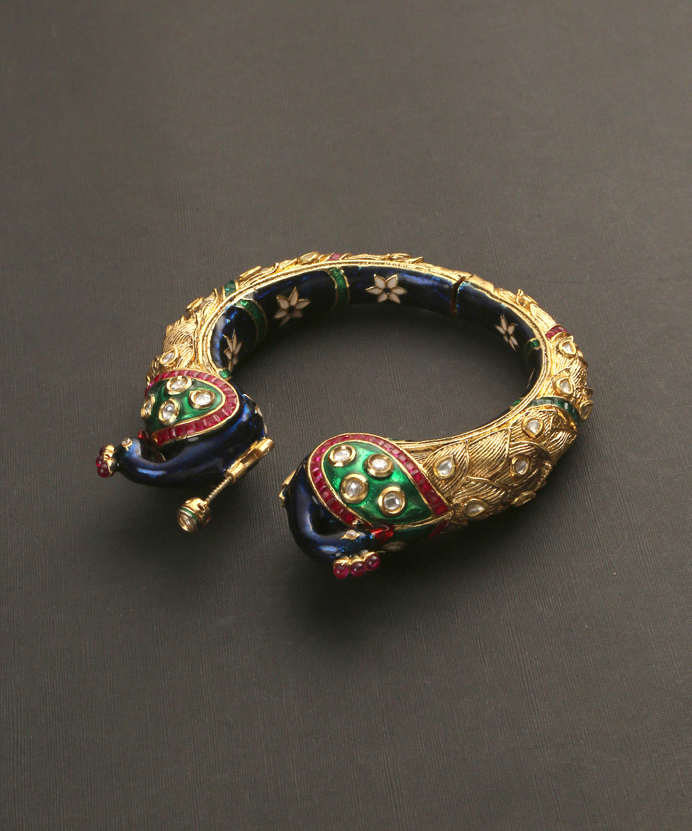 Cala_Handcrafted_Peacock_Bangle_With_Multicolor_Enamel_WeaverStory_03