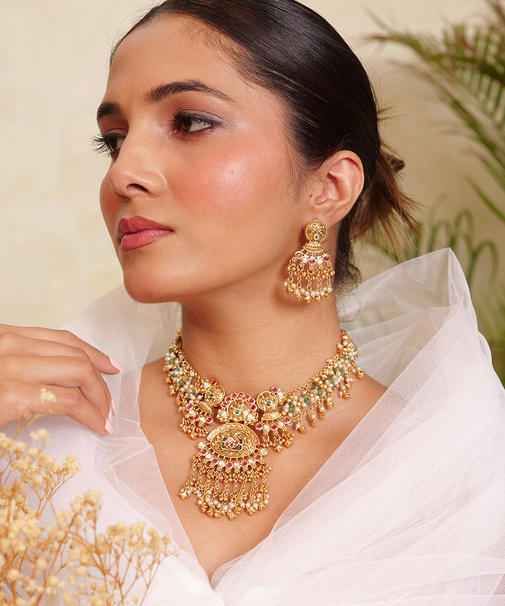 Chaand Phool Antique Necklace Set