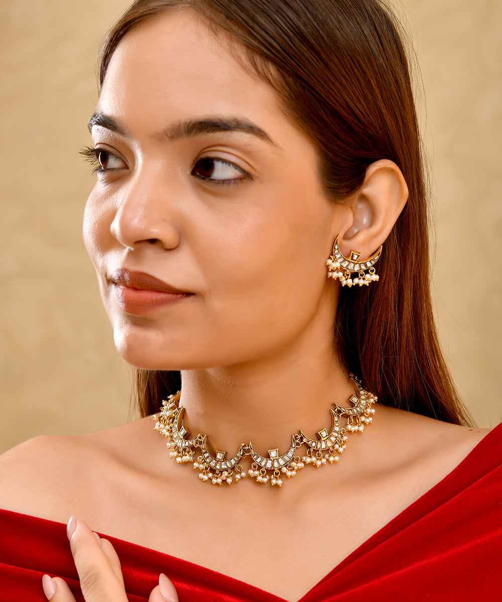 Moon Pearl Polki Choker Set