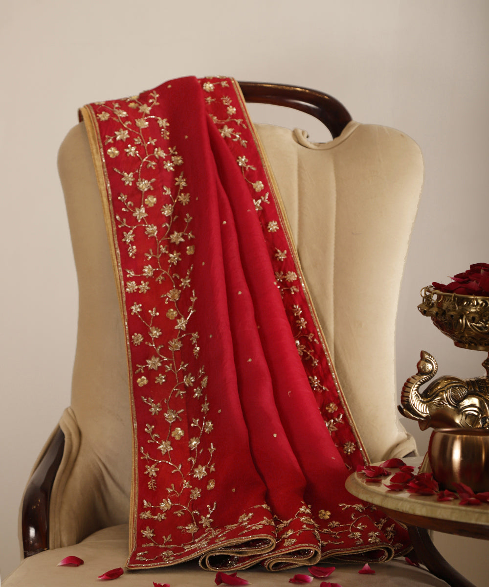 Red_Organza_Dupatta_With_Hand_Embroidered_Zardozi_Border_WeaverStory_01