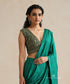 Deep_Green_Raw_Silk_Sleveless_Blouse_With_Hand_Embroidered_Zardozi_Work_WeaverStory_01