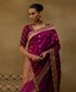 Purple_Handloom_Pure_Katan_Silk_Banarasi_Saree_With_Embroidered_Red_Scallop_Border_WeaverStory01