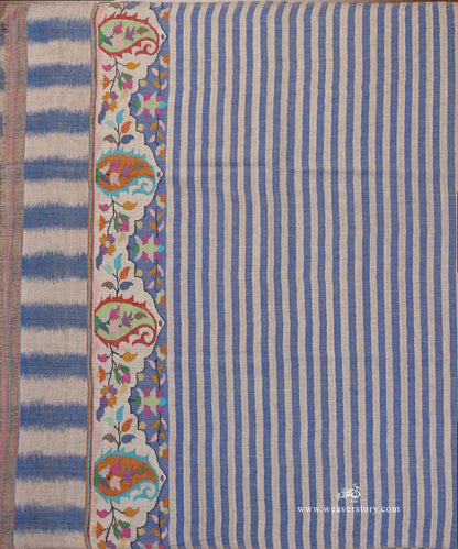 Handwoven_Beige_And_Blue_Stripes_Pure_Pashmina_Shawl_With_Kani_Palla_WeaverStory_02