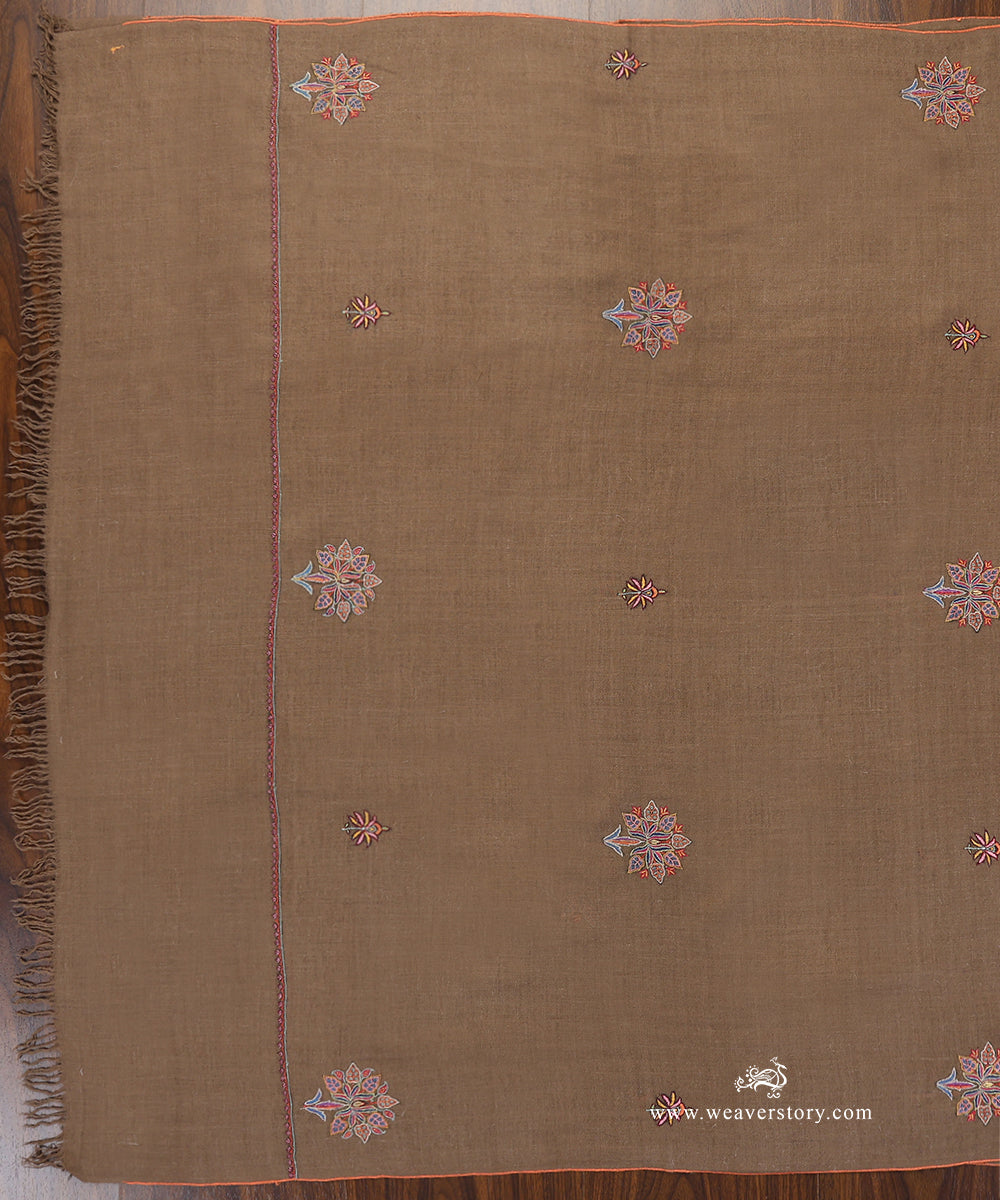 Natural_Brown_Handwoven_Pure_Pashmina_Shawl_With_Soznikari_Boota_WeaverStory_02