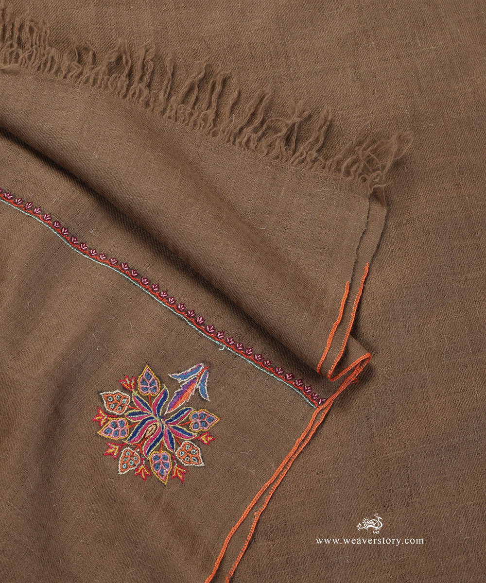 Natural_Brown_Handwoven_Pure_Pashmina_Shawl_With_Soznikari_Boota_WeaverStory_04