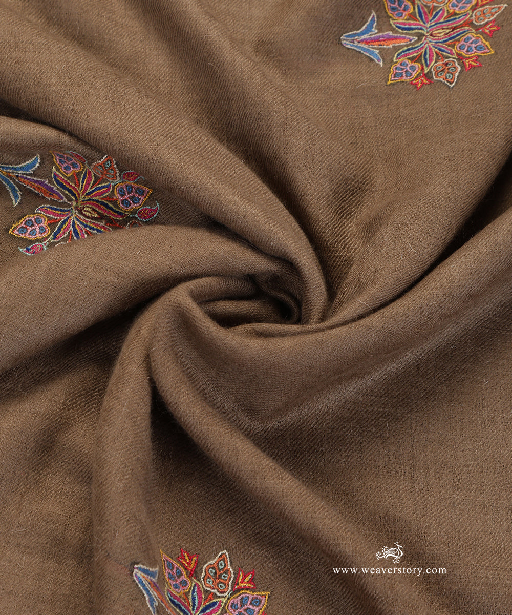 Natural_Brown_Handwoven_Pure_Pashmina_Shawl_With_Soznikari_Boota_WeaverStory_05