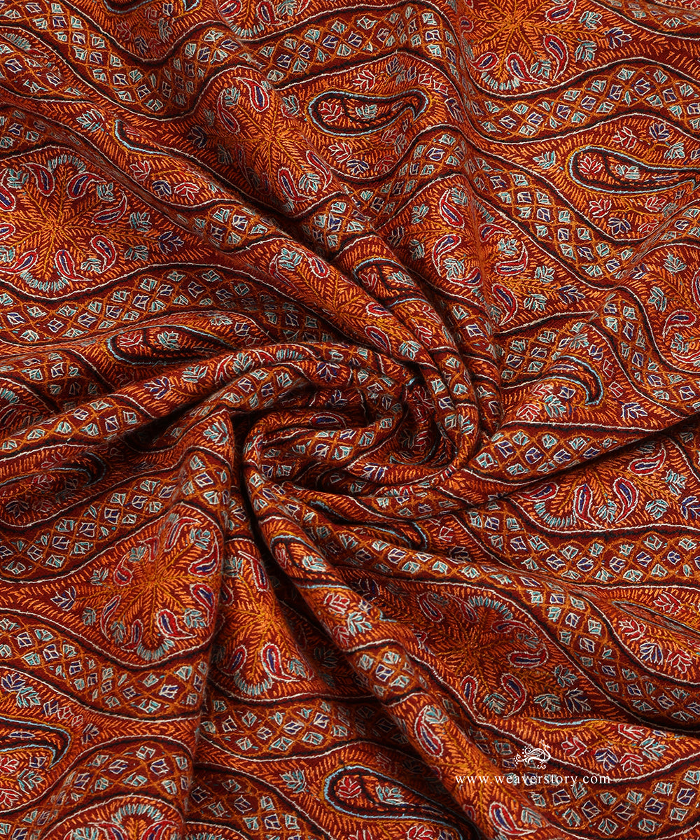 Handwoven_Maroon_Pure_Pashmina_Shawl_With_All_Over_Soznikari_Embroidery_WeaverStory_05