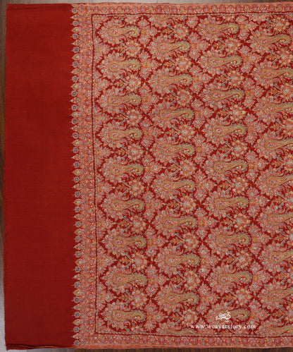 Handwoven_Red_Jamawar_Pure_Pashmina_Shawl_With_Soznikari_WeaverStory_02