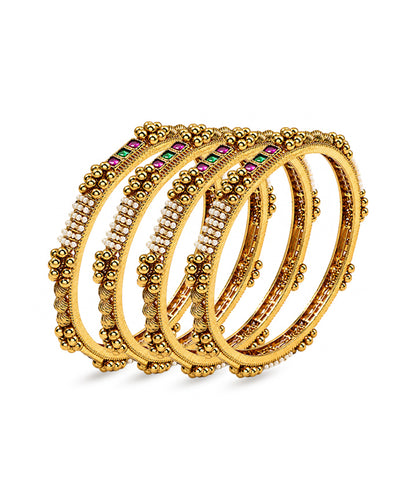 Malligai Temple Bangle Set of 4