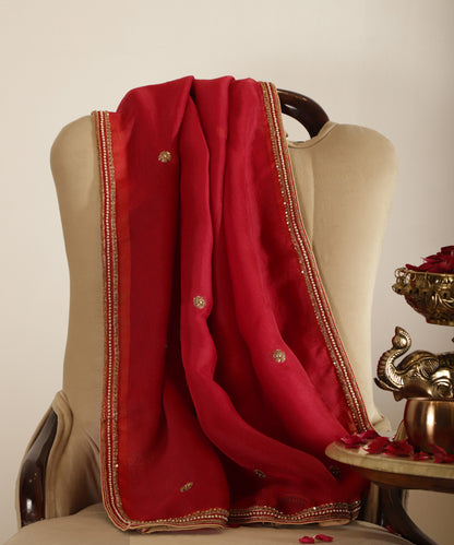 Blush_Red_Handloom_Organza_Dupatta_With_Zardozi_Embroidery_WeaverStory_01
