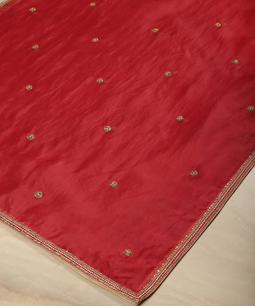 Blush_Red_Handloom_Organza_Dupatta_With_Zardozi_Embroidery_WeaverStory_03