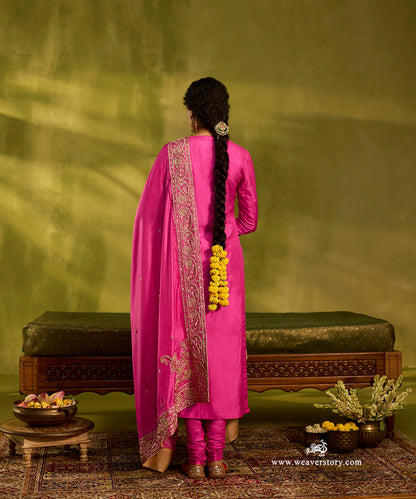 Bright_Pink_Pure_Silk_Hand_Embroidered_Kurta_Set_With_Zardozi_Silk_Dupatta_WeaverStory03