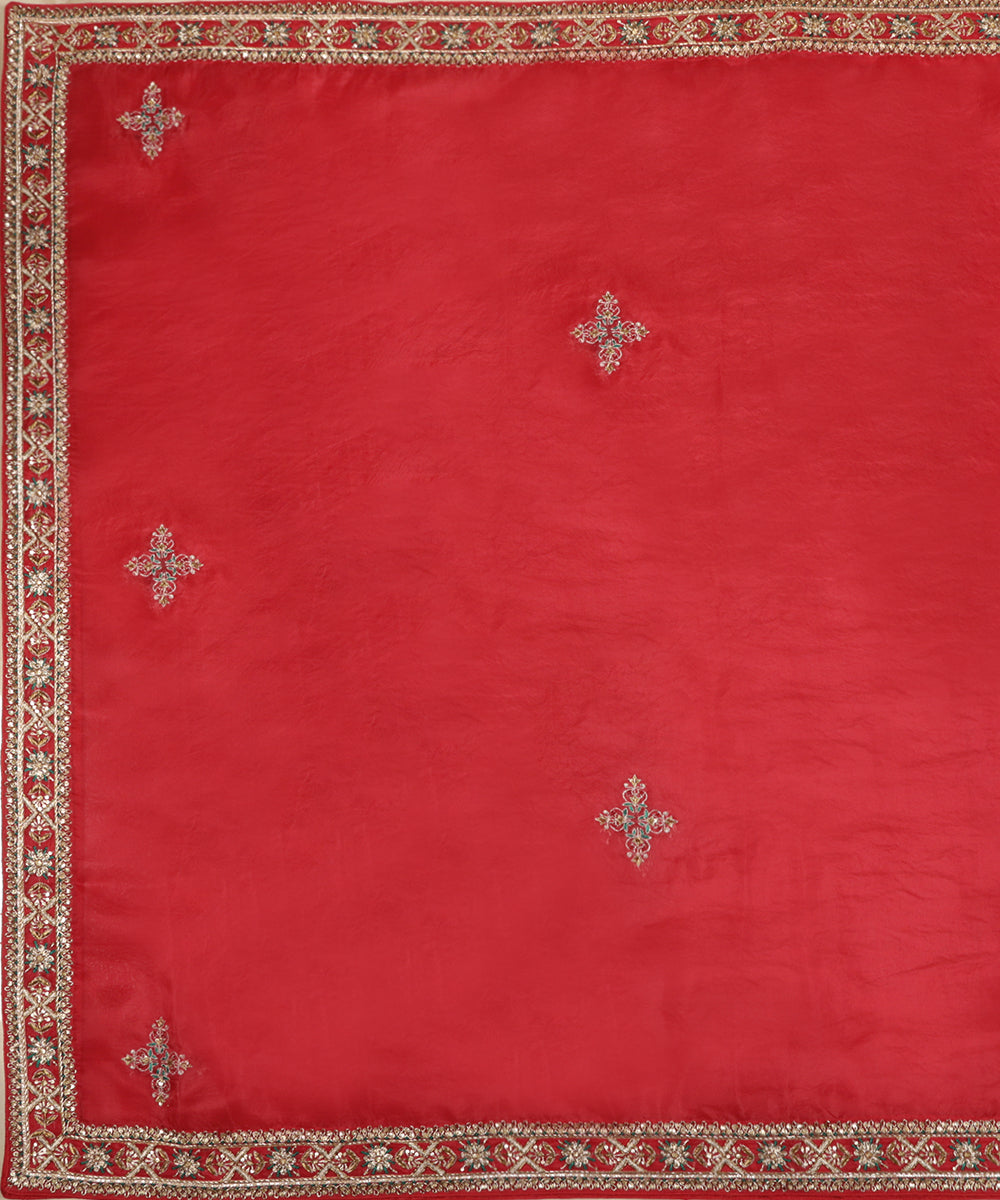 Bright_Red_Handloom_Organza_Zardozi_Embroidered_Dupatta_WeaverStory_02