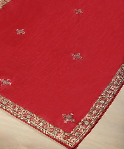Bright_Red_Handloom_Organza_Zardozi_Embroidered_Dupatta_WeaverStory_03